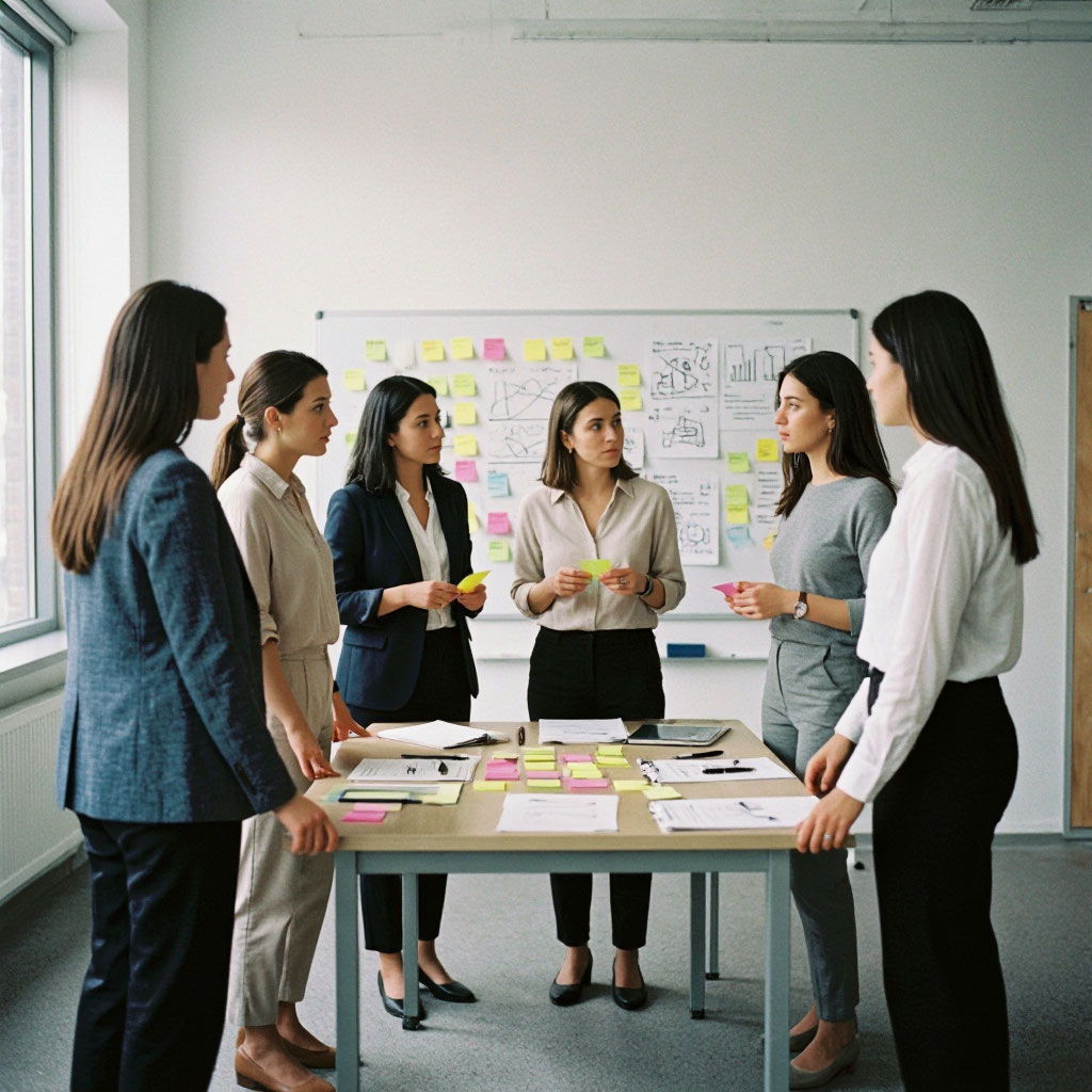 Team collaborating during a facilitated workshop