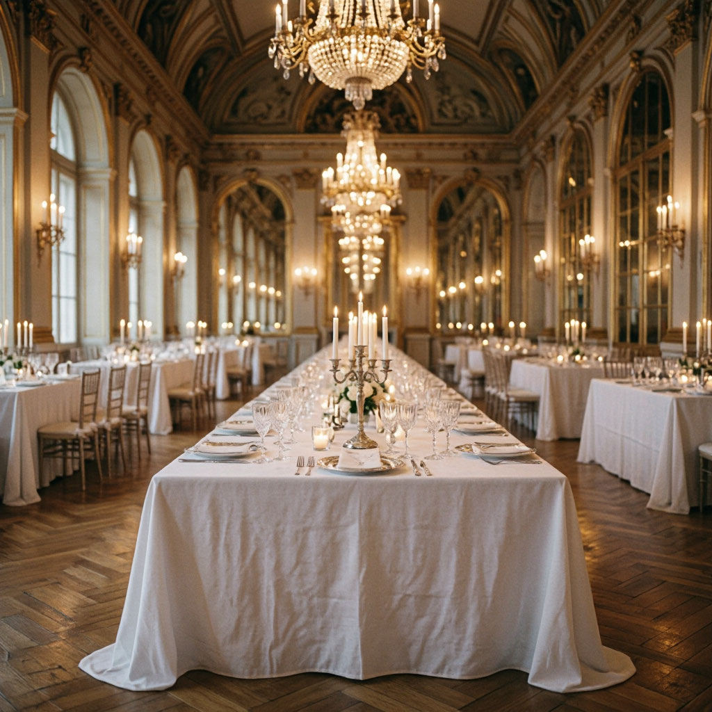 Ballroom with tables set for an event